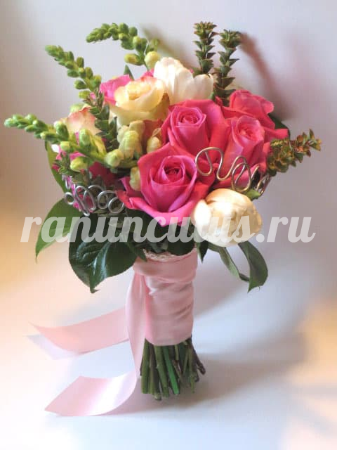 Букет невесты из роз и тюльпанов