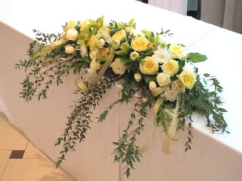Свадебная цветочная композиция на стол