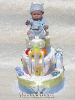 Торт из подгузников для новорожденного мальчика